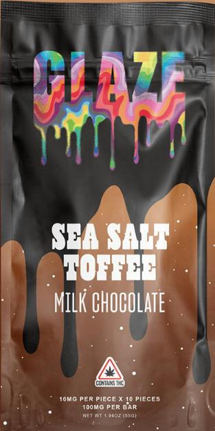 Glaze | King Size Sea Salt Toffee Milk Chocolate Bar | 200mg by Glaze