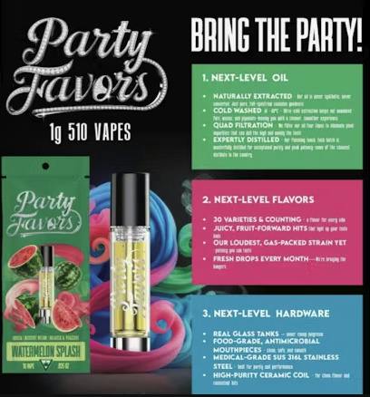 Party Favors 1g Distillate Vape Cartridge - Thin Mint Cookies