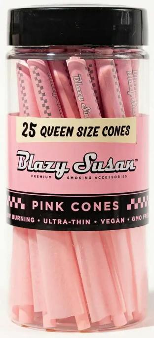 Blazy Susan Pink Paper Preroll Cones - Queen Size 25ct
