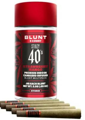 Stiiizy 40's | Strawberry Mango | 5 Pack (2.5G) Live Resin/Kief Infused Blunt