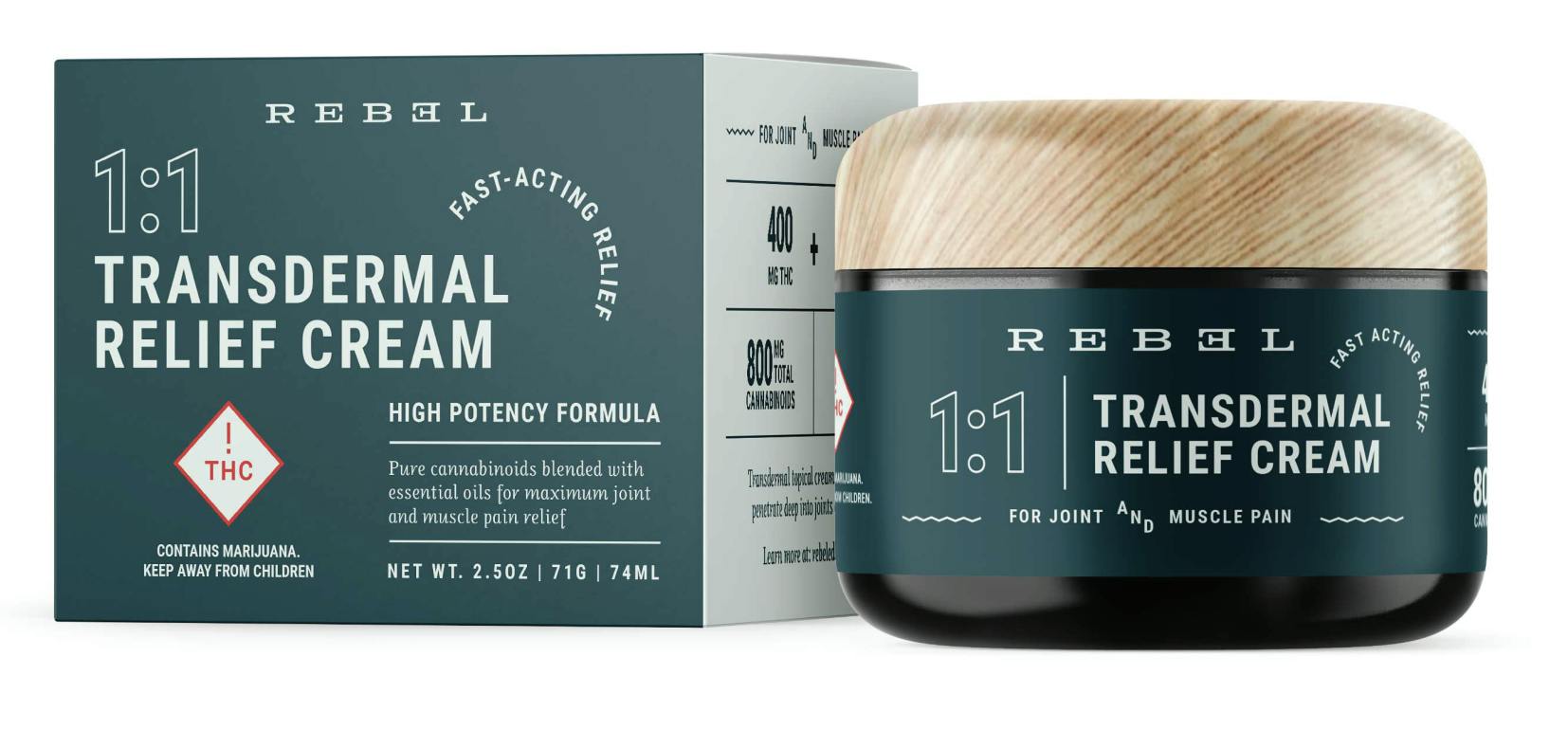 Rebel 1:1 Transdermal Relief Cream (800mg)