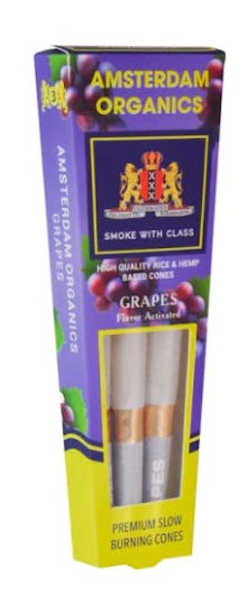 Amsterdam Organics - Amsterdam Organics - Grape Activated Flavor 3Pack Cone Paper - Amsterdam Org...