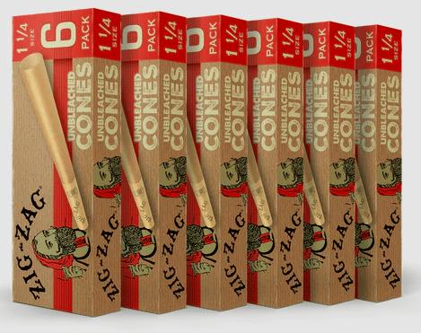 ZigZag - 6-Pack Unbleached Cones 1 1/4 Size - ZigZag - 6-Pack Unbleached Cones 1 1/4 Size