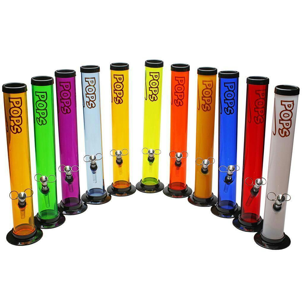 POPS 15" ACRYLIC BONG STRAIGHT - Assorted Colours