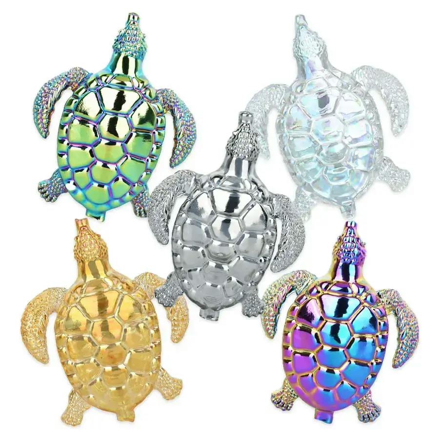 Loggerhead Sea Turtle - Electroplated Glass Hand Pipe - 4" - Assorted