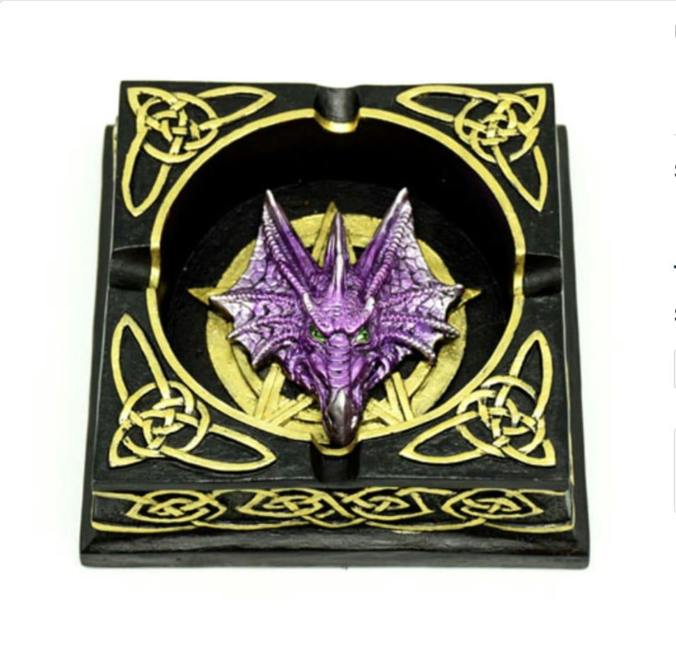 Celtic Dragon Polyresin Ashtray - 4.5"