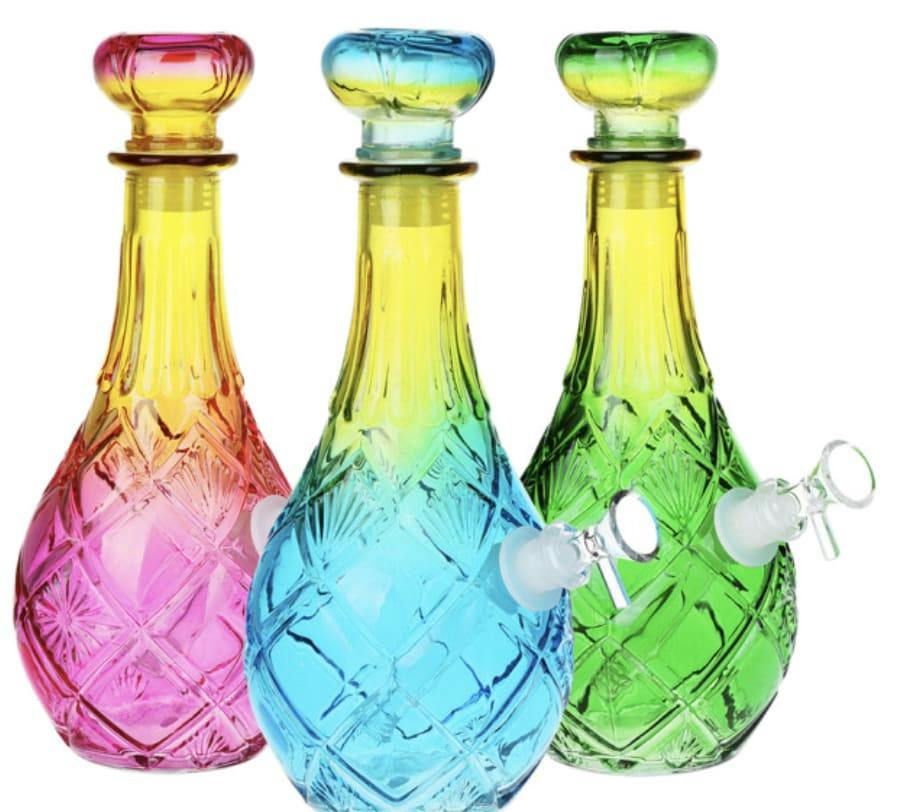 Vintage Crystal Decanter Ombre Glass Water Pipe - Lozenge / 10.6" / 14mm F - assorted