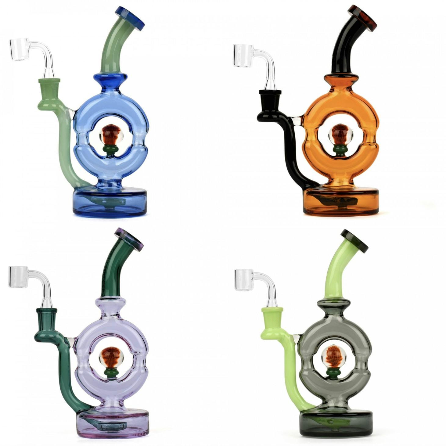 9" Red Eye Glass - Implosion Marble Donut Rig