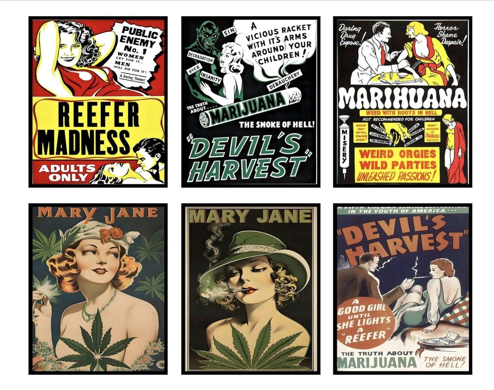Assorted Retro Cannabis posters 11" x 17"