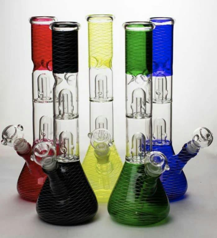 12 inches double dome percolator beaker Bong - assorted colours