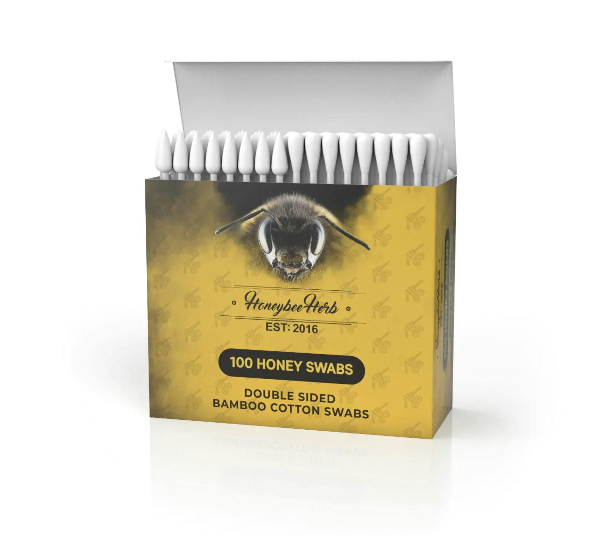 Honeybee Herb - 100 HONEY SWABS W/Pointed tip