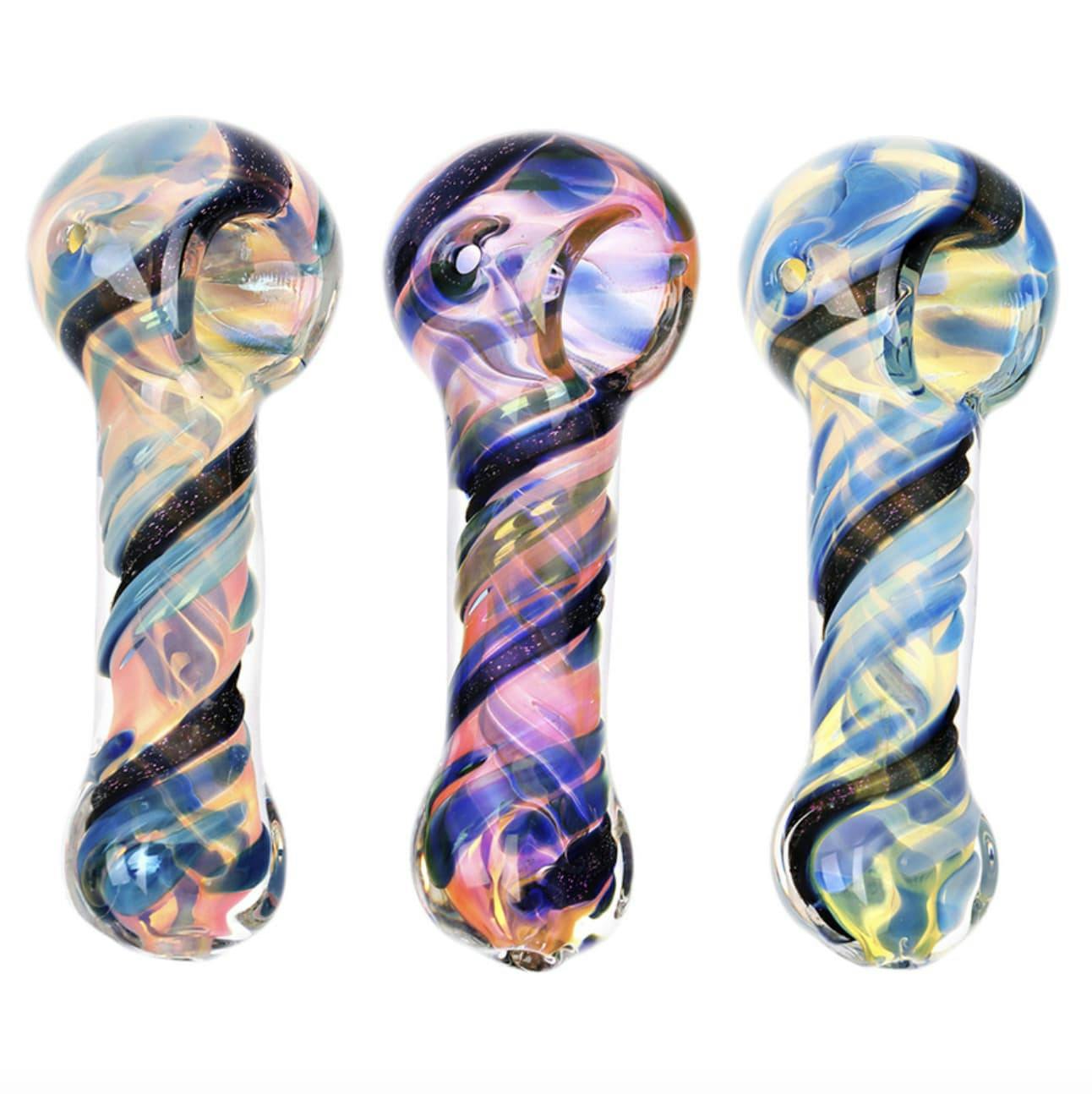 Spiral Fumed Dicro Glass Pipe - 3.75" - assorted colours