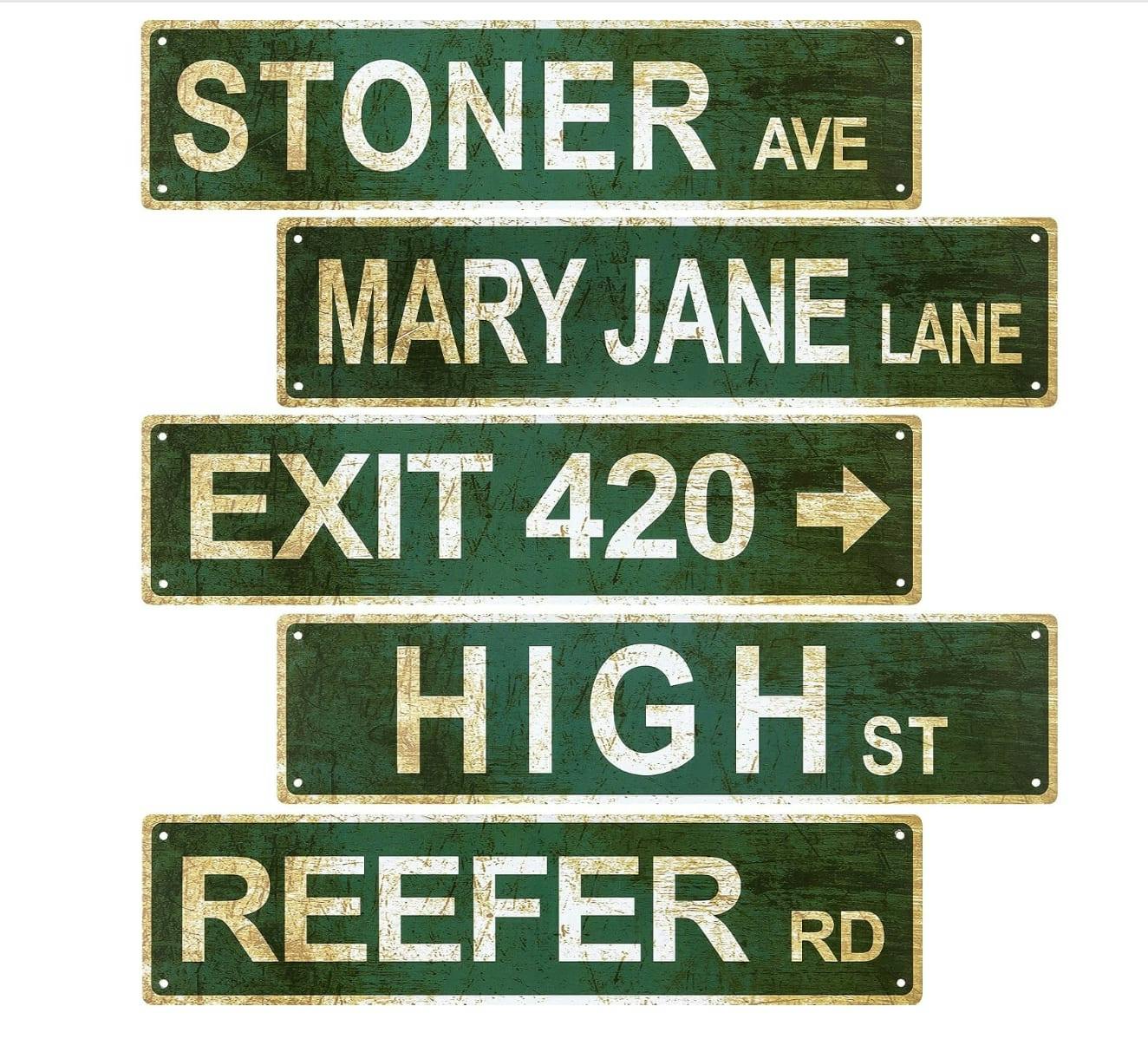 Rustic 420 Aluminium Street Signs 4" x 16" - Assorted