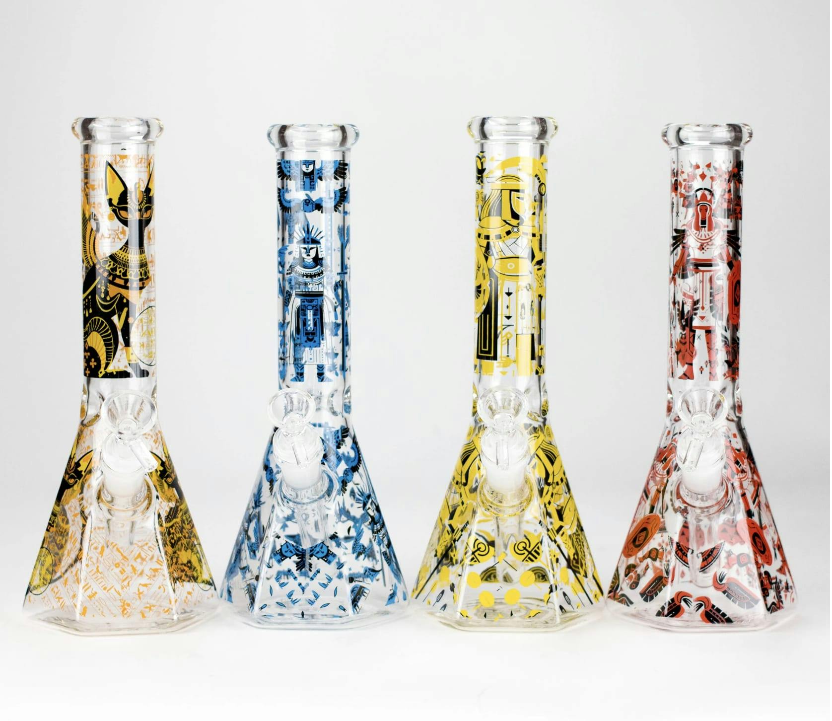 10" Ancient Art Design Glass Beaker Bong