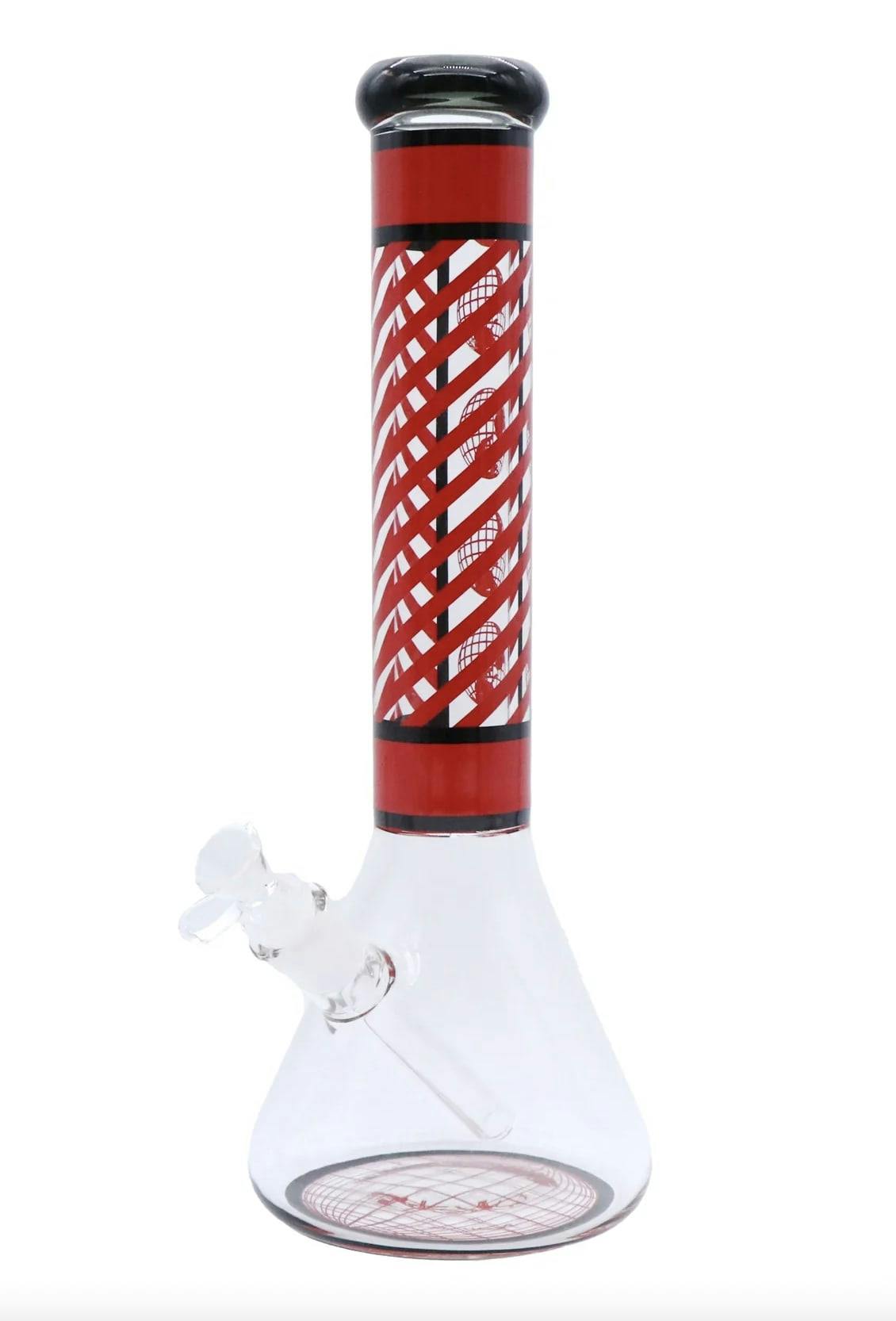 14" Infyniti 7mm Stripe Design Glass Beaker Bong