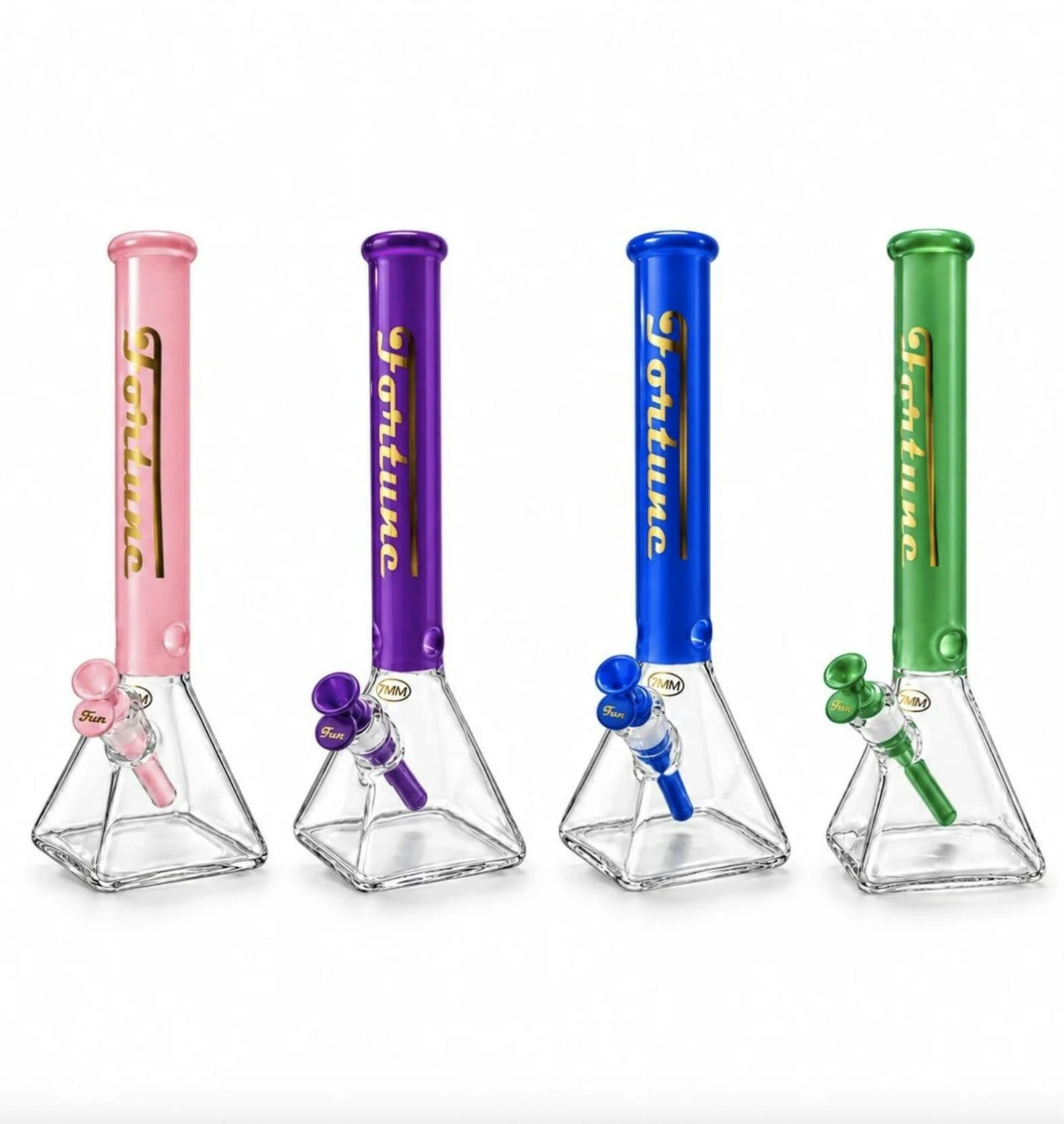 18" Fortune 7mm Square Base Glass Bong