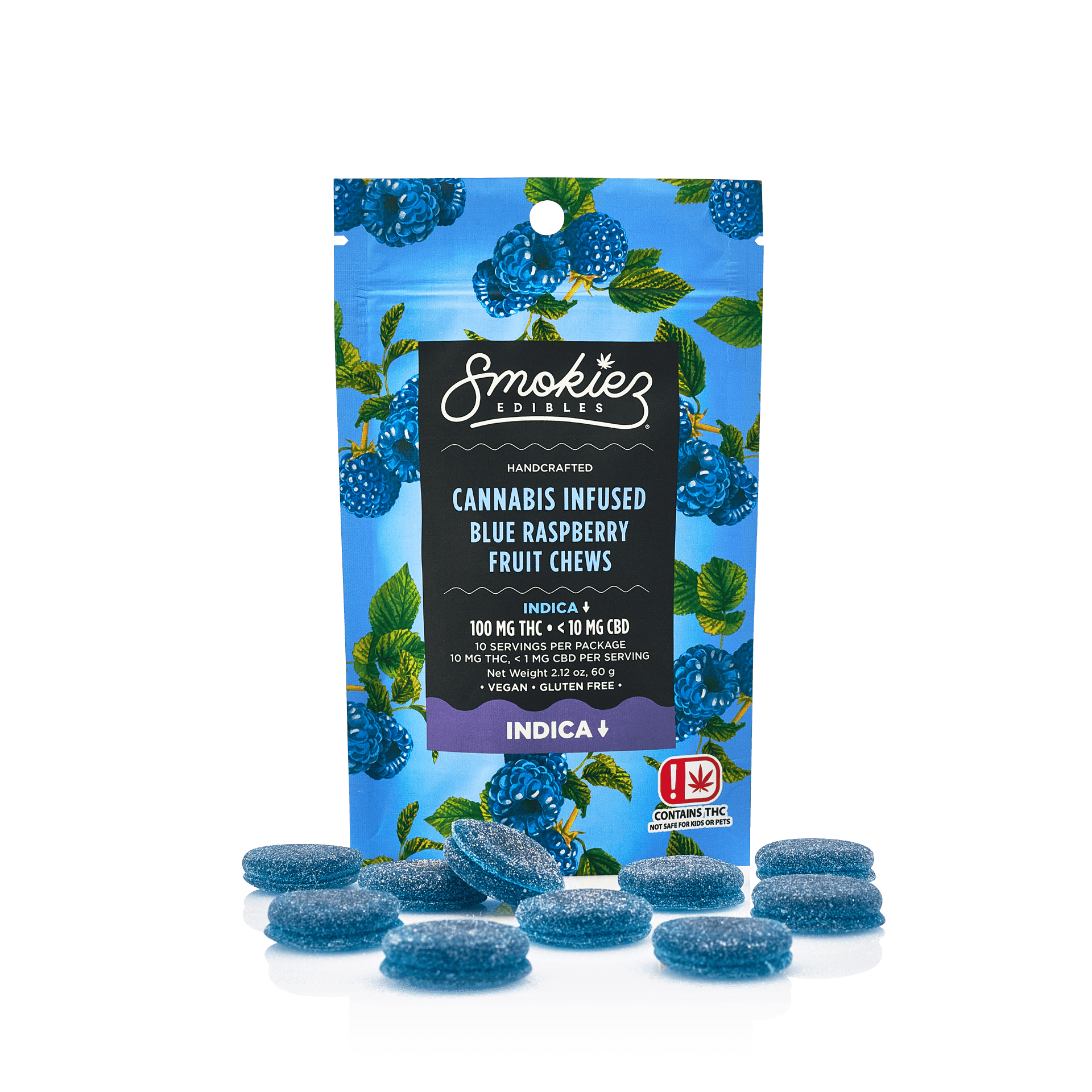 Smokiez - Sweet Blue Raspberry Indica 100mg THC Fruit Chews