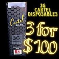 Cartel Oil Co | Disposable | Distillate | Live Terps | Indica | Platinum OG | 3g