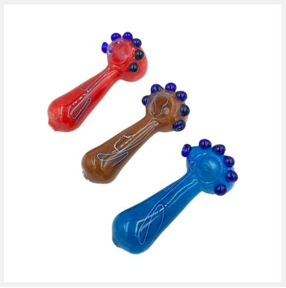 4" Frit & Knocker Multi Marble Glass Hand Pipe Assorted Colors