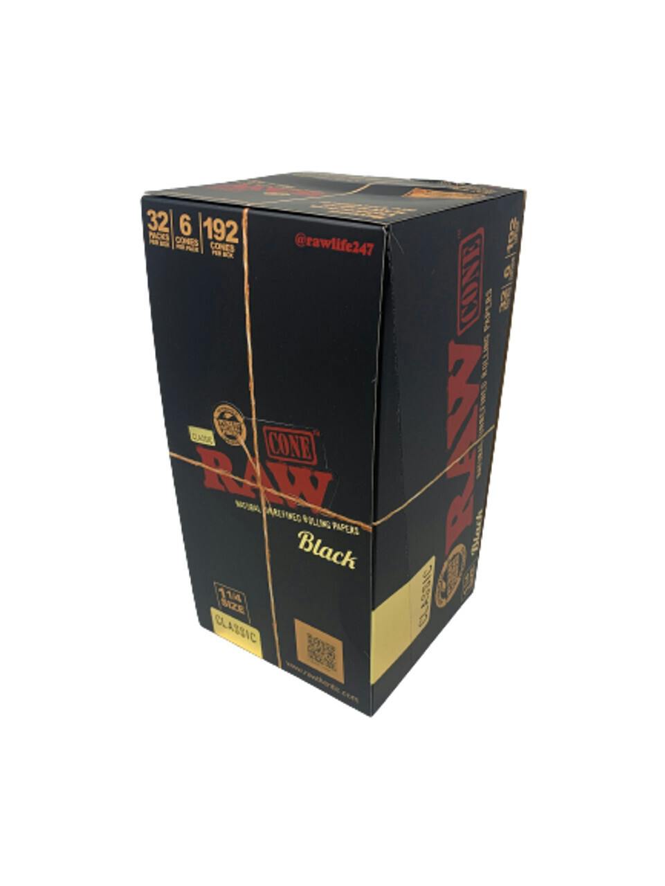 Raw BLACK Classic Pre-Rolled Cones 1 1/4