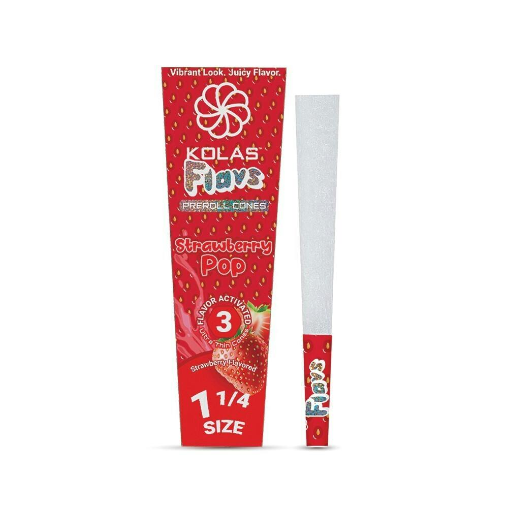 Kolas Branded Cones Flavs 3pk Strawberry Pop