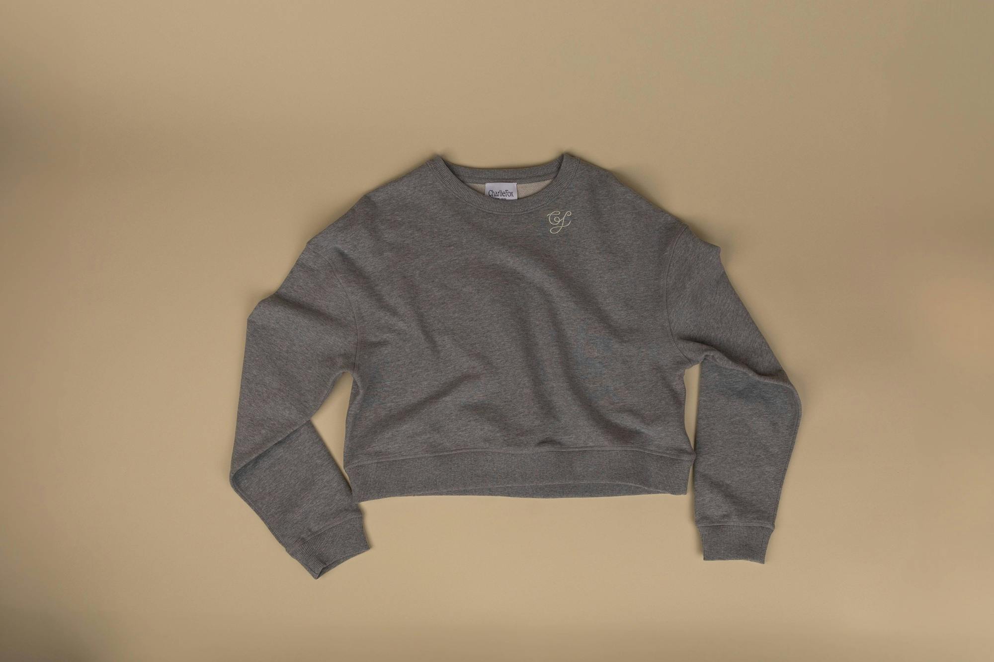 Cropped Sweatshirt with Cream Logo