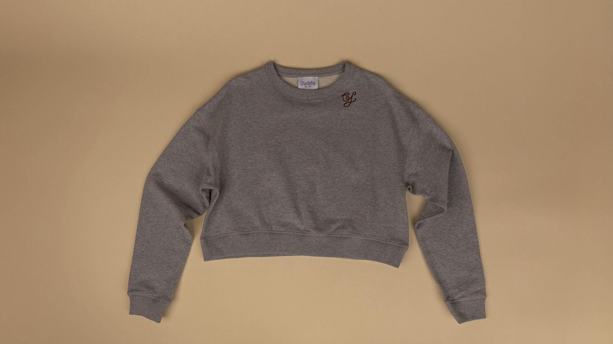 Cropped Sweatshirt with Burgundy Logo