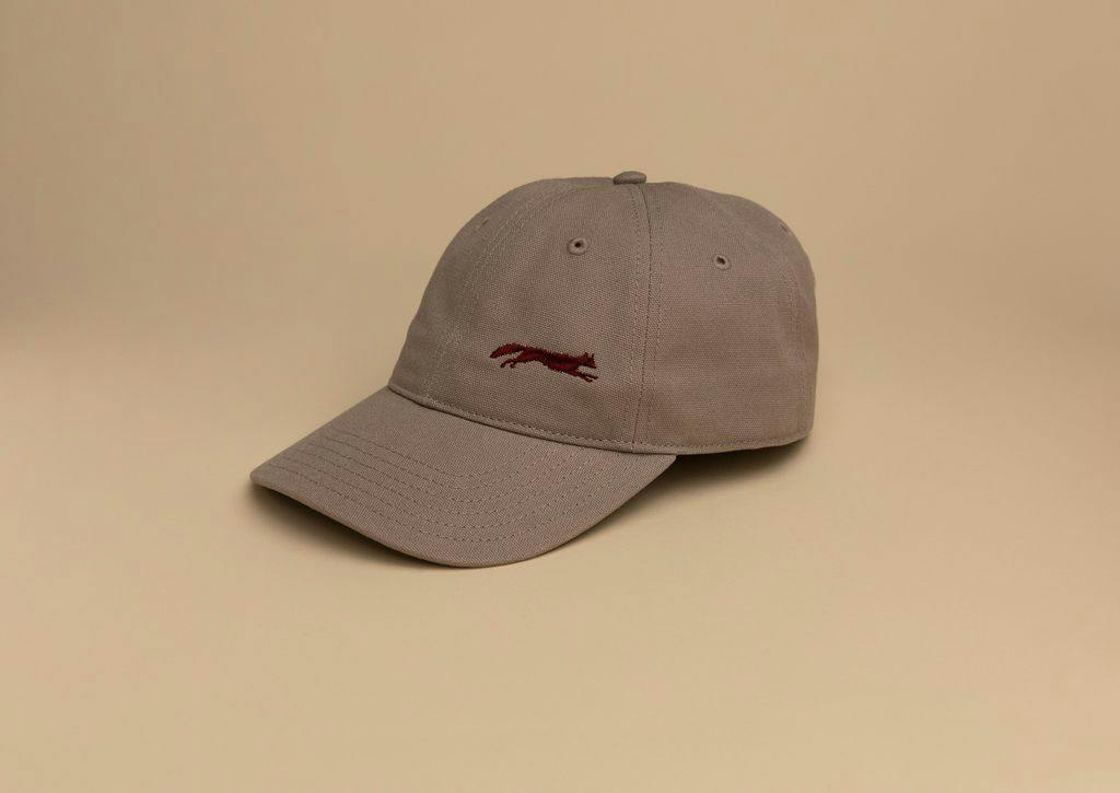 The Hat | Taupe with Burgundy Fox