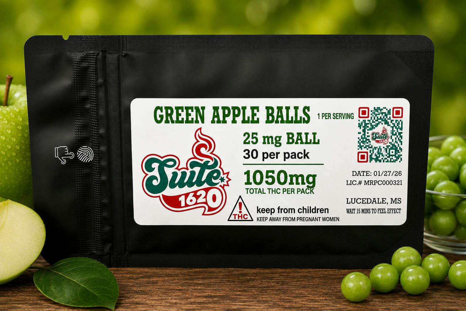 1050mg Green Apple Balls