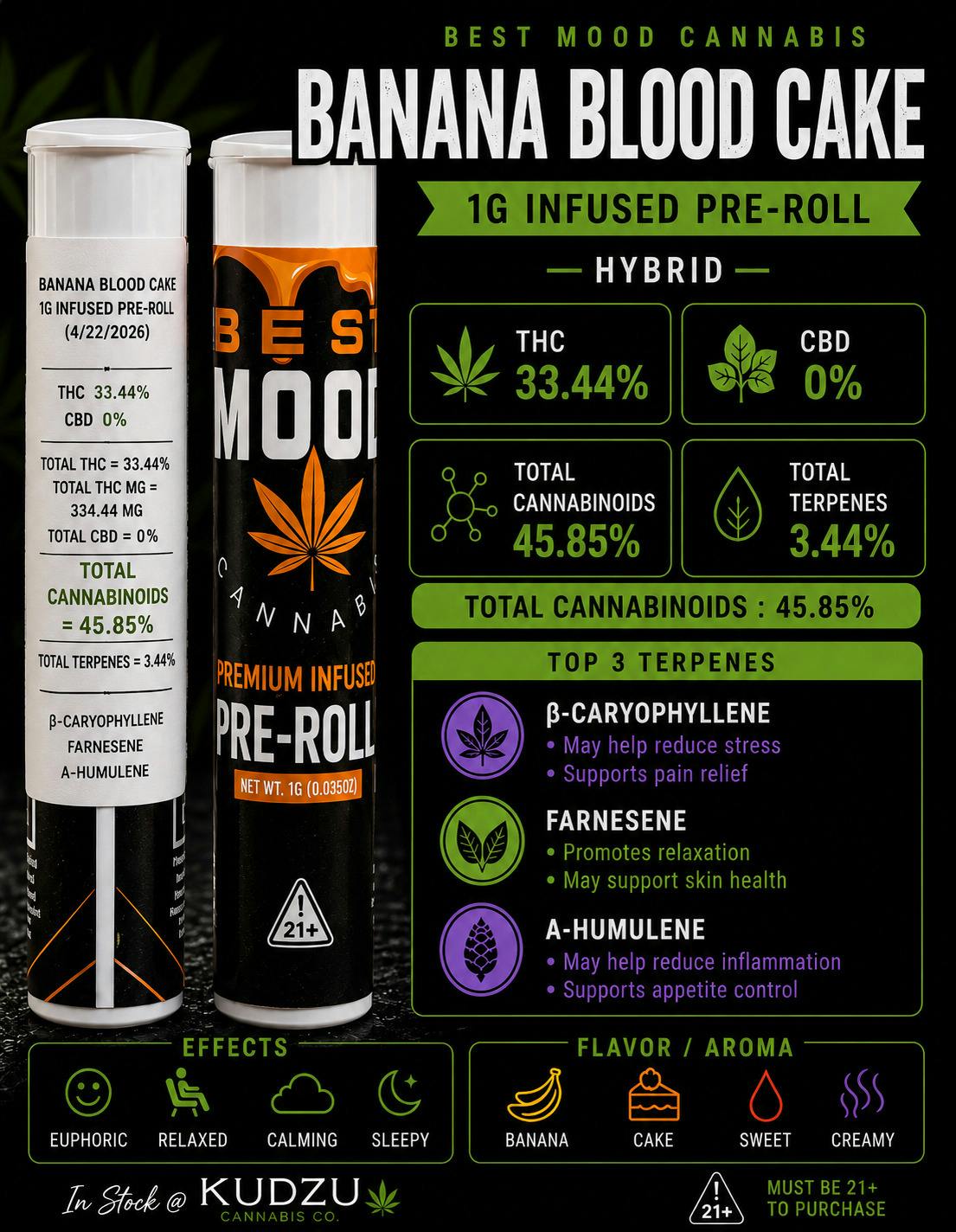 1g Infused Banana Blood Cake at Kudzu Cannabis