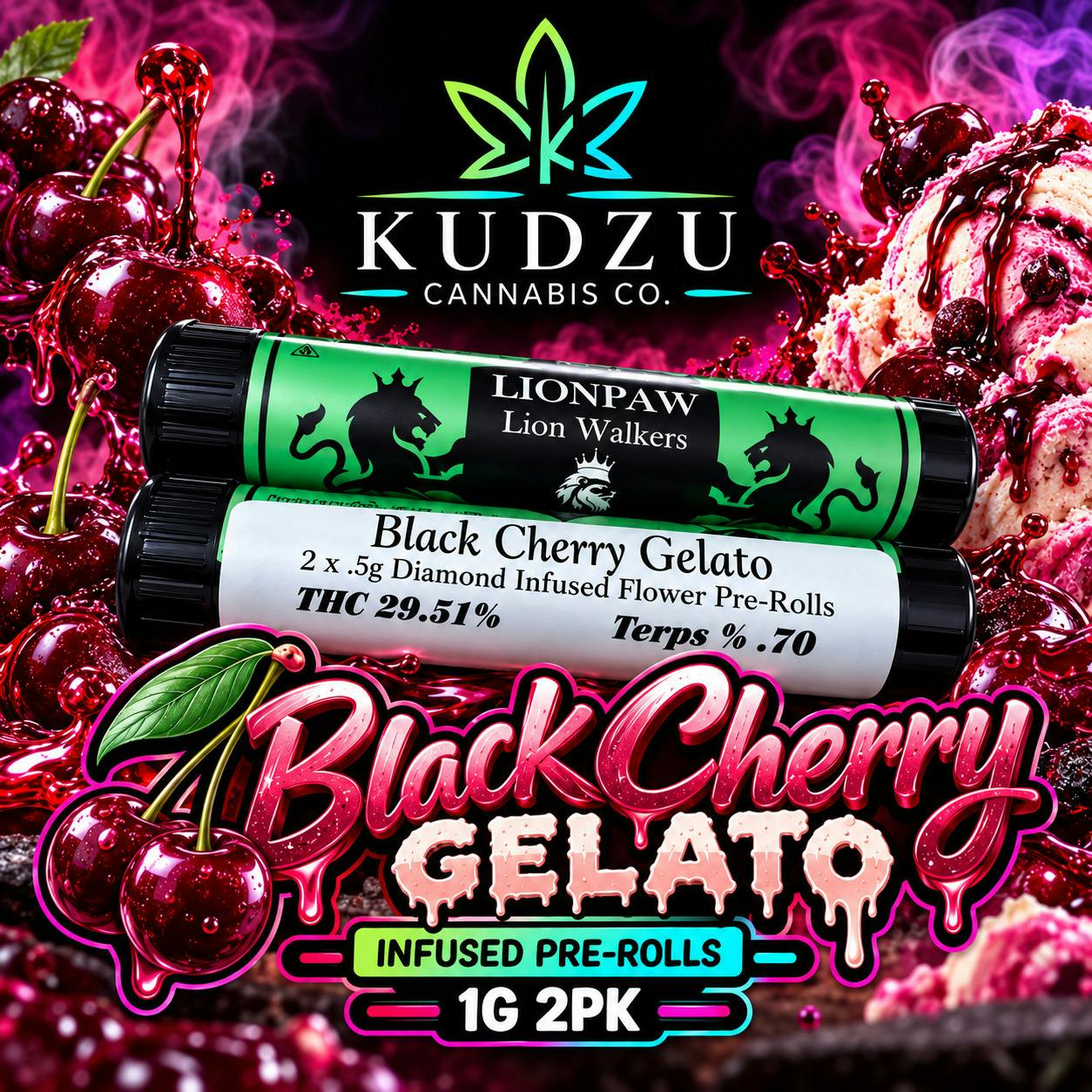 1g 2pk Black Cherry Gelato infused preroll