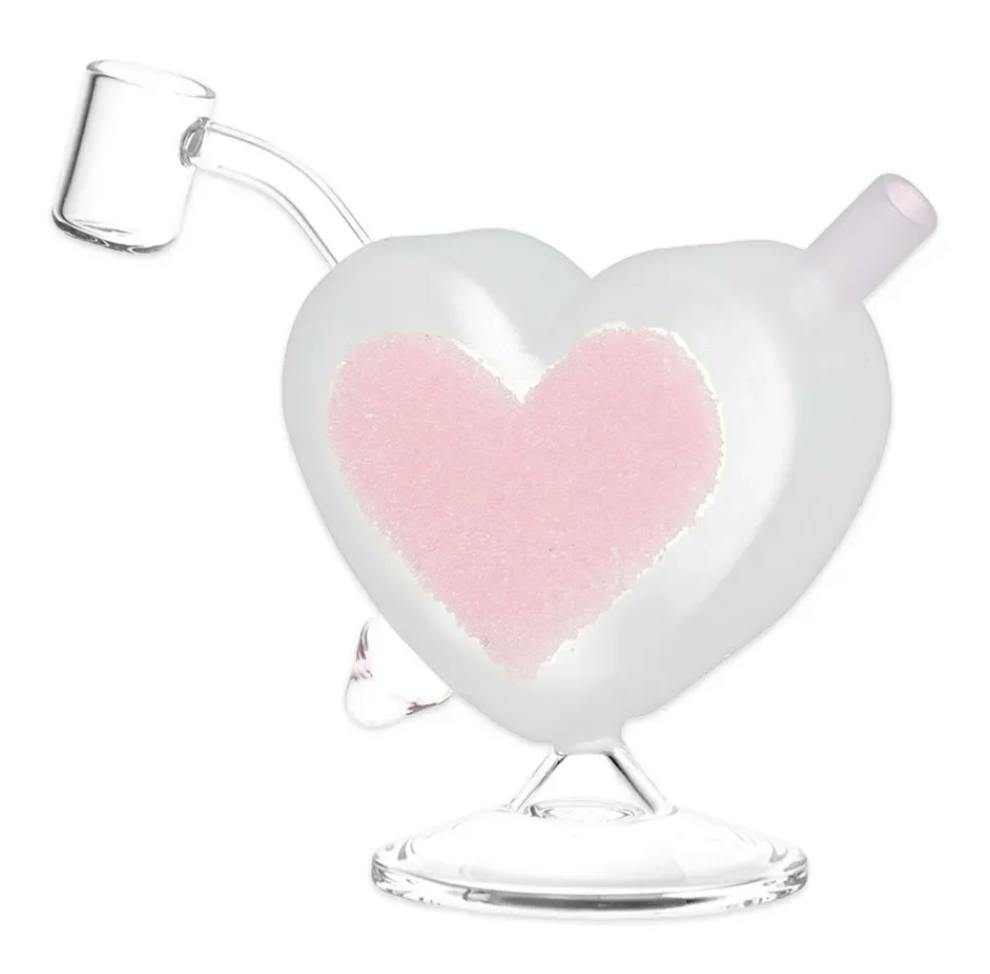 Heart Sparkles- Glass Mini Rig 4.5" -Pink