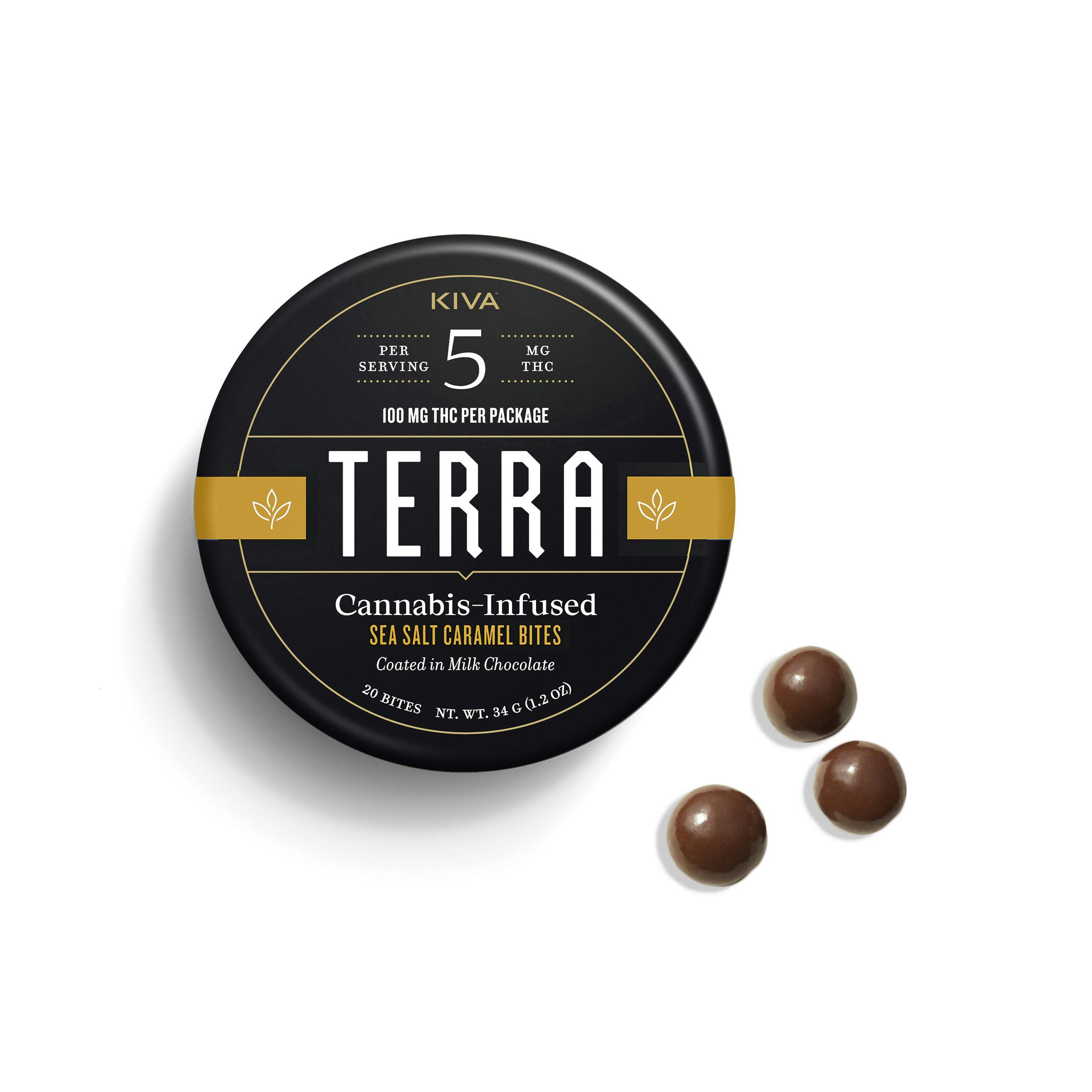 Kiva Milk Chocolate Sea Salt Caramel Terra Bites 100mg (20ct)