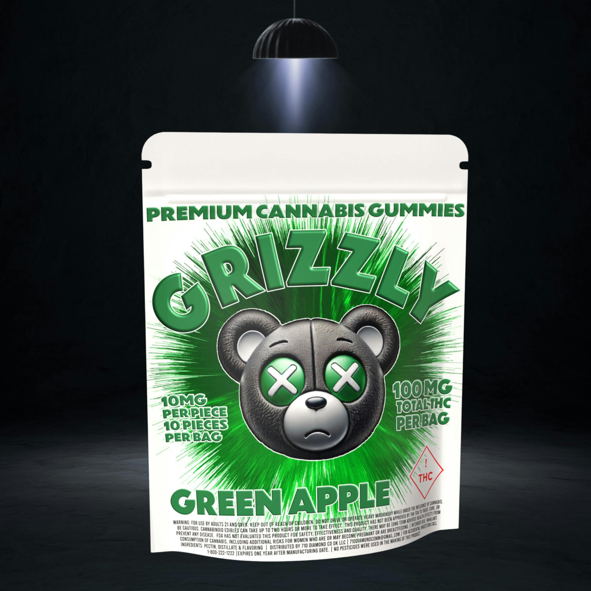 Grizzly 100mg Gummies | Green Apple at Nitro Organics