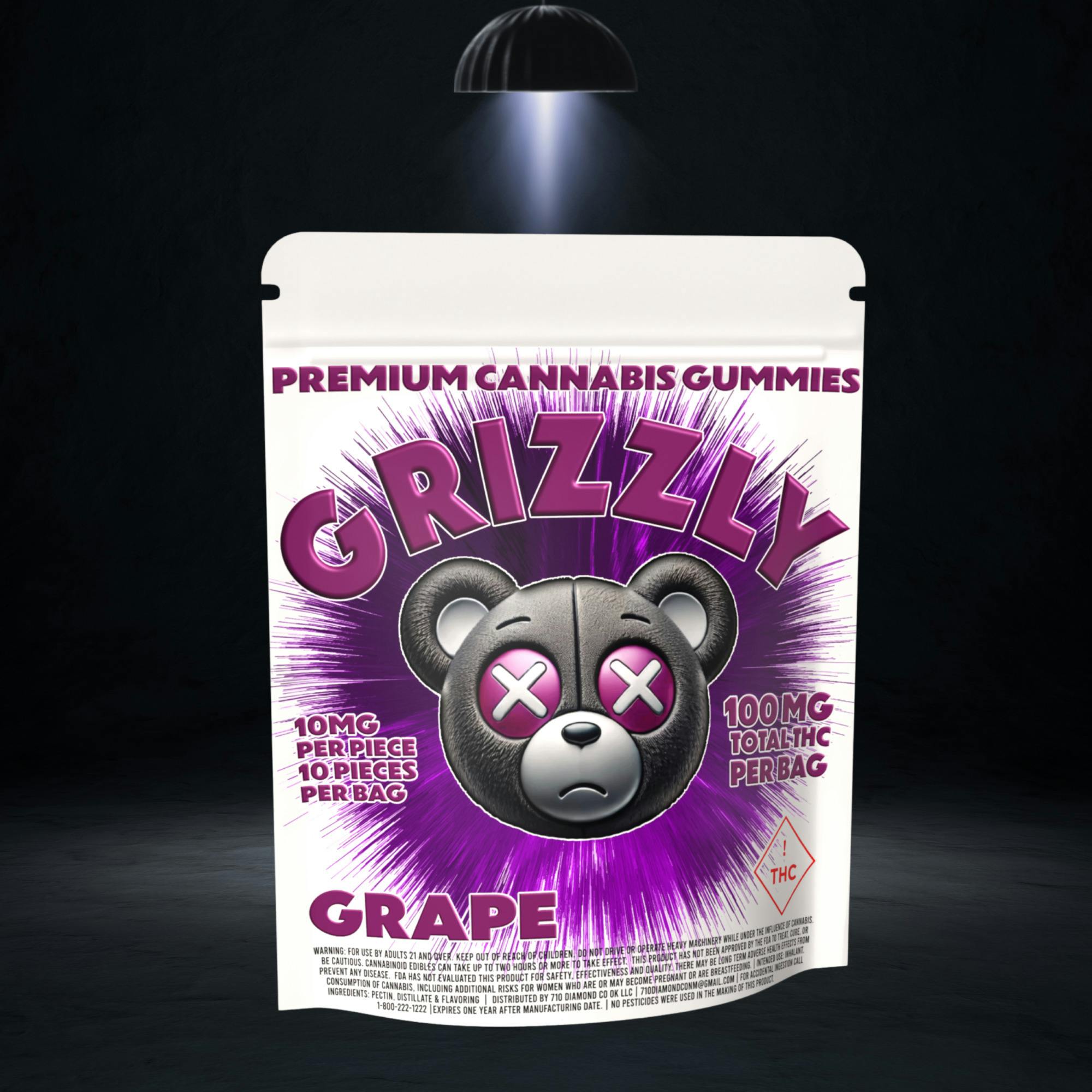 Grizzly 100mg Gummies | Grape at Nitro Organics