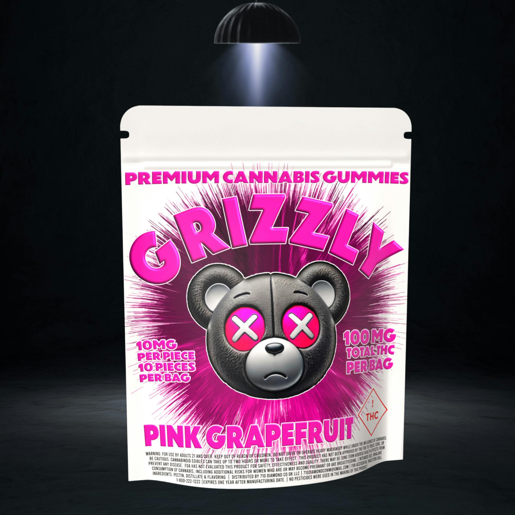 Grizzly 100mg Gummies | Pink Grapefruit at Nitro Organics