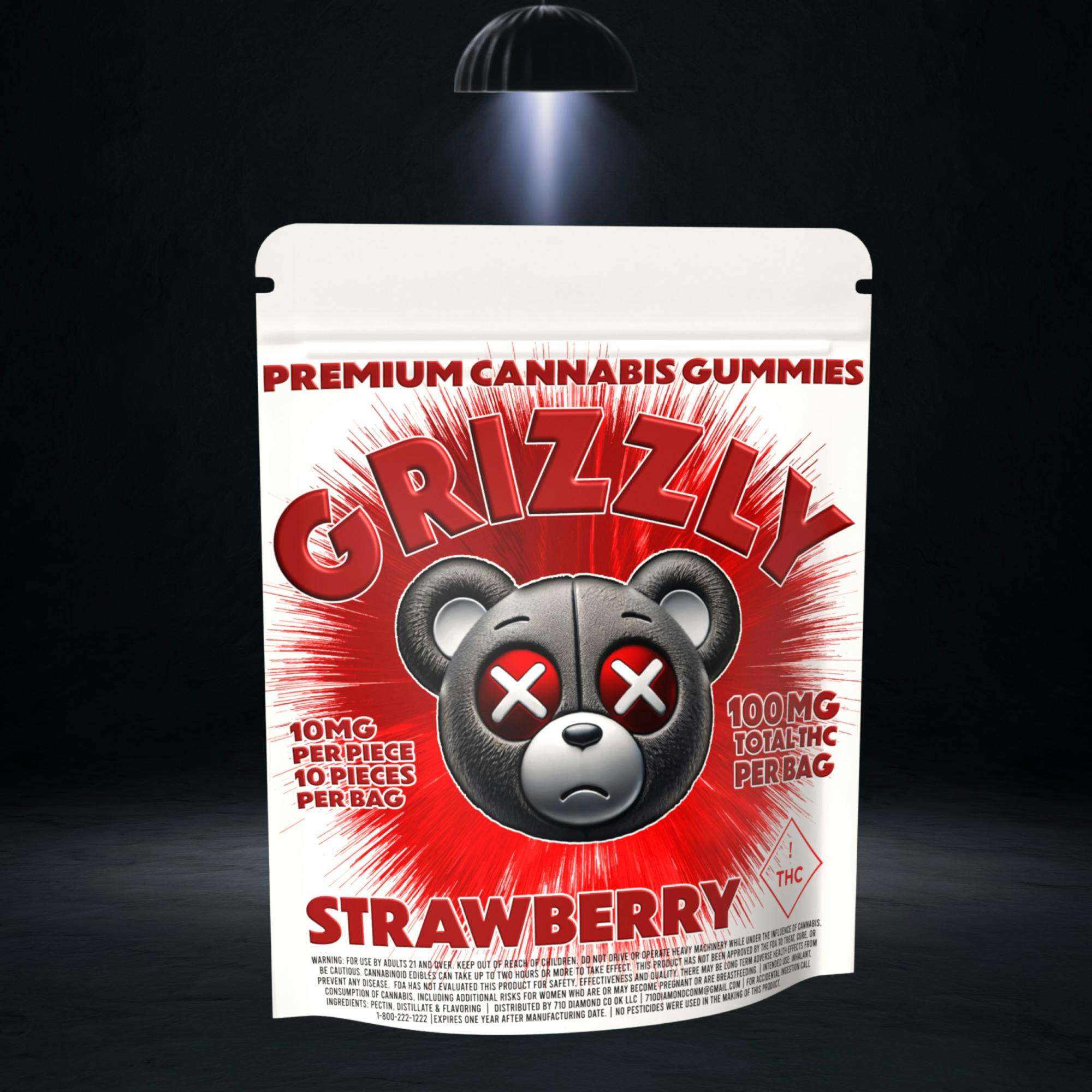 Grizzly 100mg Gummies | Strawberry at Nitro Organics