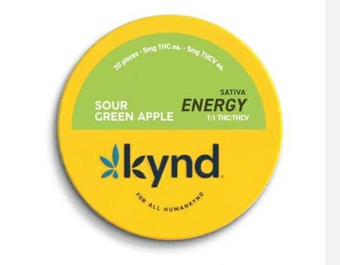 Kynd - Energy Sour Green Apple 1:1 THC:THCV Gummies