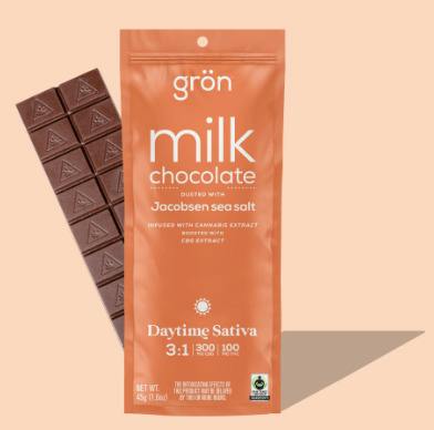 Grön Chocolate Bars - Milk Chocolate Sea Salt Daytime Sativa 3:1 CBG:THC