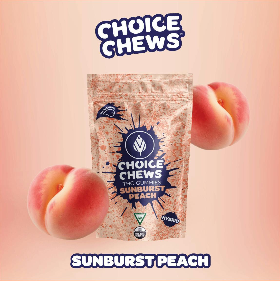 Choice Chews | 200mg Gummies | Sunburst Peach