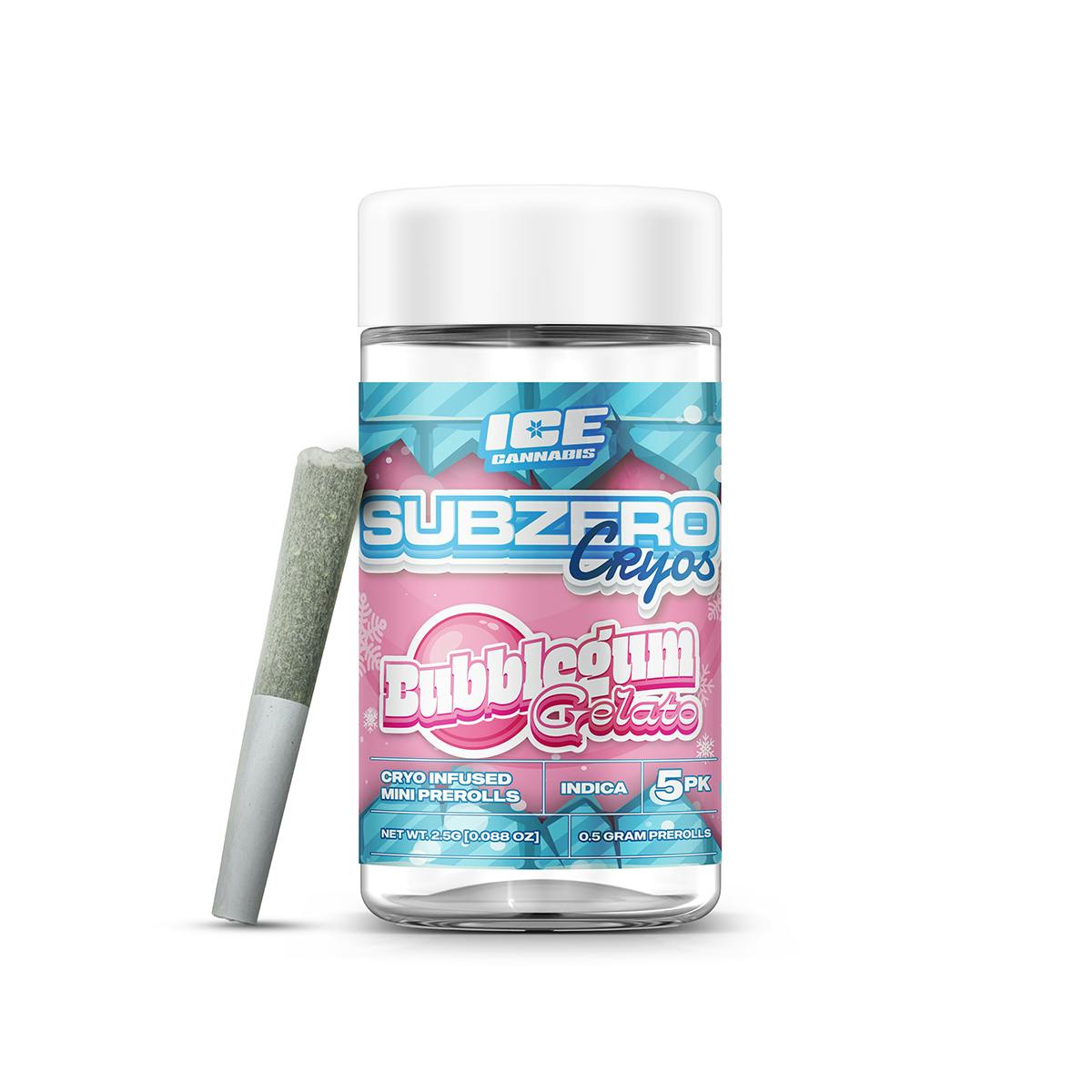 SUB ZERO | BUBBLEGUM OG | INFUSED PRE-ROLLS | 5 x 0.5G | 2.5G | HYBRID