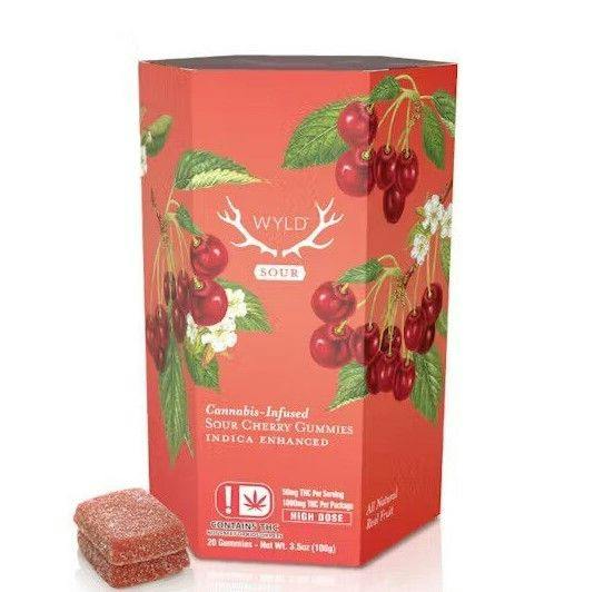 WYLD Sour Cherry 1000mg - 20pc box - Indica