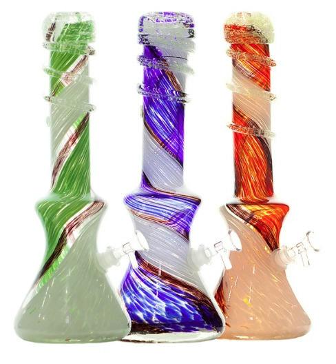 14" Hourglass Base Coil Wrapped Soft Glass Glow in the Dark