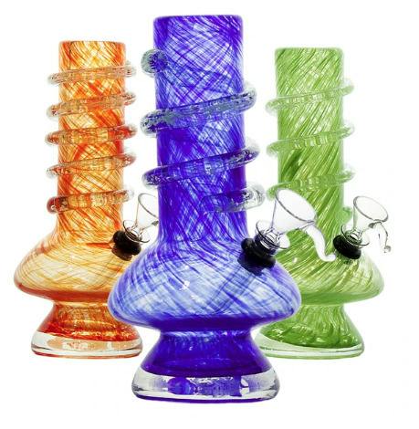8" Mushroom Base Glow in the Dark w/ Funnel Slide Soft Glass