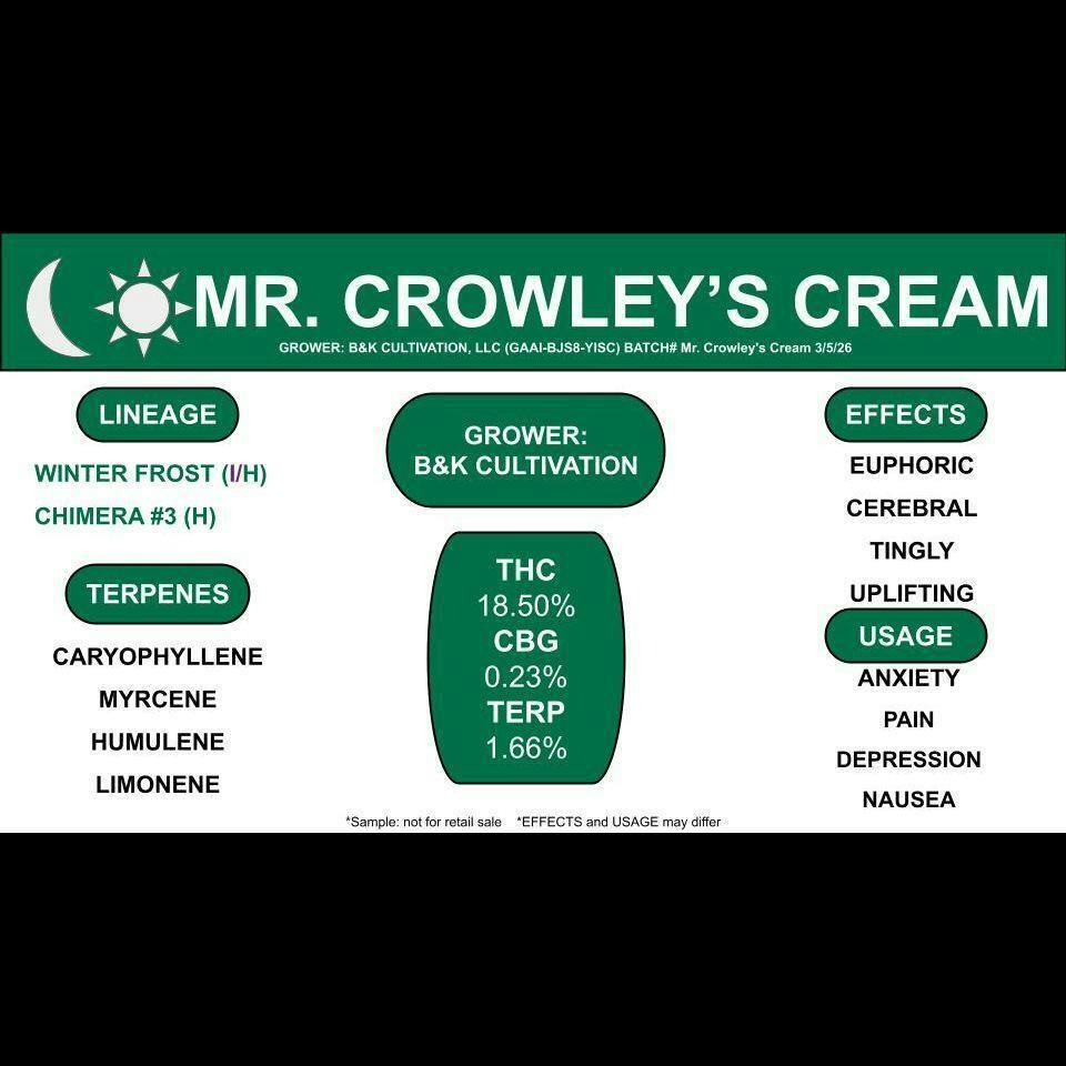 Buds | 3.5g | Mr. Crowley's Cream - $17/EIGHTH