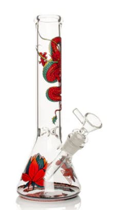 Red Eye Glass 10" Yin-Yang Dragon Beaker Base Bong