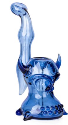 Red Eye Glass 7.5 Sapphire Skull Bubbler