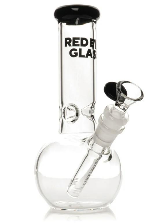 Red Eye Glass 8" Tall Black Bubble Base Water Pipe In Box
