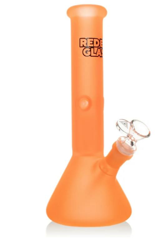 Red Eye Glass 10" Tall Frosted Orange Beaker Base Water Pipe W/Dome Perc