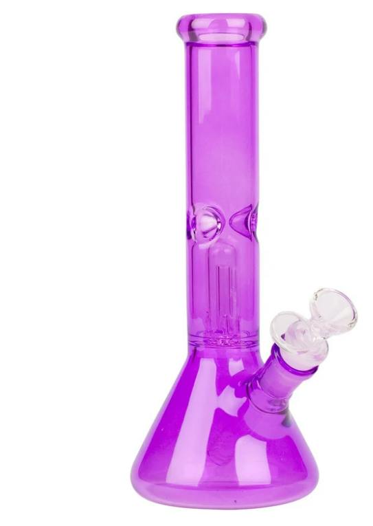 10" Tall Purple Day Glow Beaker Tube W/Dome Perc